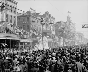ニューオーリンズ、ルイジアナ州、マルディグラの日、赤いページェント、1890〜1910年